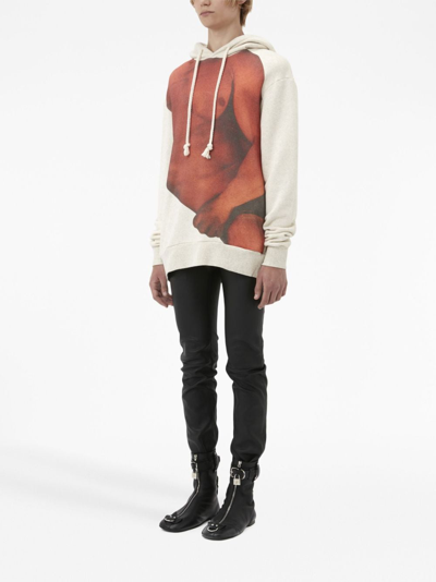 Jw Anderson Photograph-print Cotton Hoodie In Neutrals