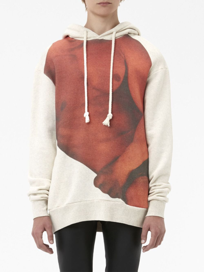 Jw Anderson Photograph-print Cotton Hoodie In Neutrals