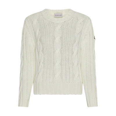 Shop Moncler Crew Neck Sweater In Ivory