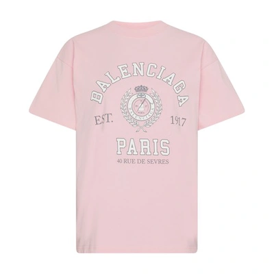 Shop Balenciaga College 1917 T-shirt Medium Fit In Faded_pink
