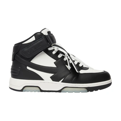 Shop Off-white Out Of Office Mid Top Leather Sneakers In White_black