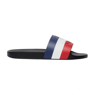 Shop Moncler Basile Slides Shoes In Charcoal