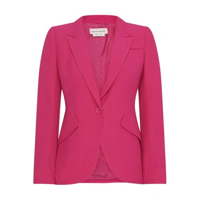 Shop Alexander Mcqueen Single Button Blazer In Orchid_pink