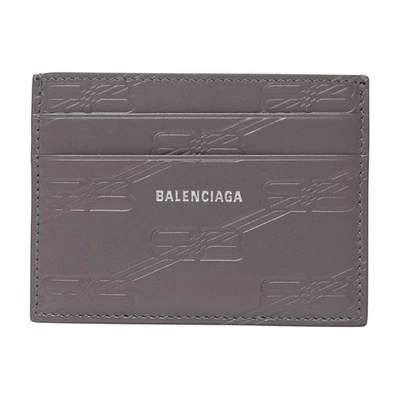 Shop Balenciaga Embossed Monogram Card Case In Box In Dark_grey