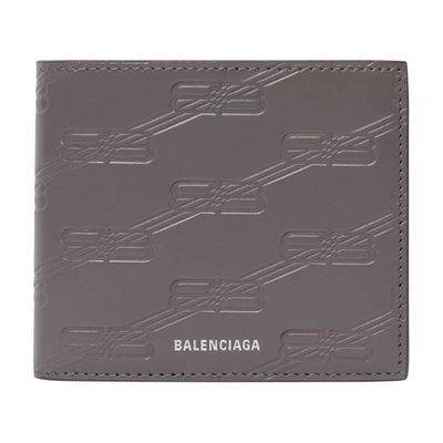 Shop Balenciaga Embossed Monogram Square Folded Wallet In Box In Dark_grey