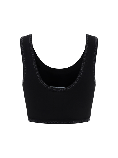 Alexander Wang Embossed-logo Cropped Tank Top In Black