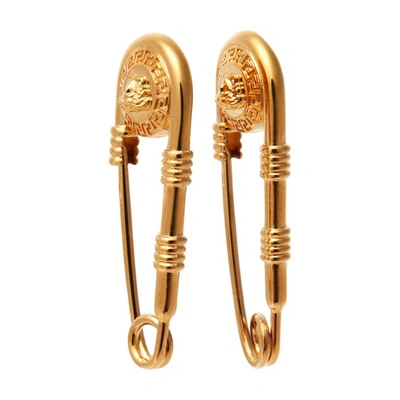 Shop Versace Safety Pin Earrings In 3j000__gold