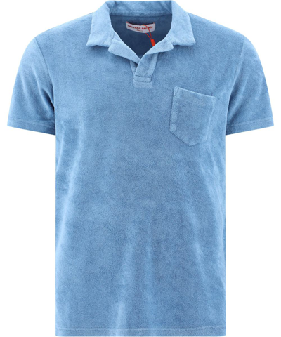 Shop Orlebar Brown "terry" Towelling Polo Shirt In Light Blue