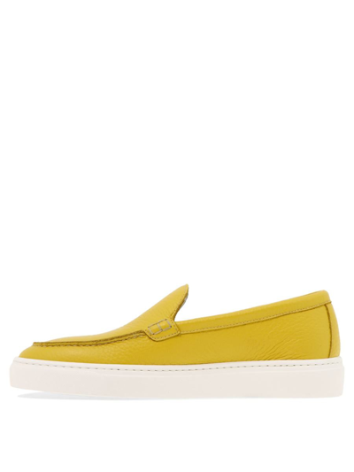 Shop Doucal's Grained Leather Loafers In Yellow