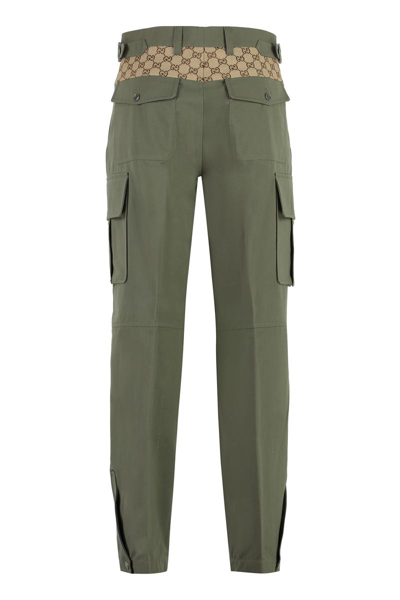 Shop Gucci Cotton Cargo-trousers In Green