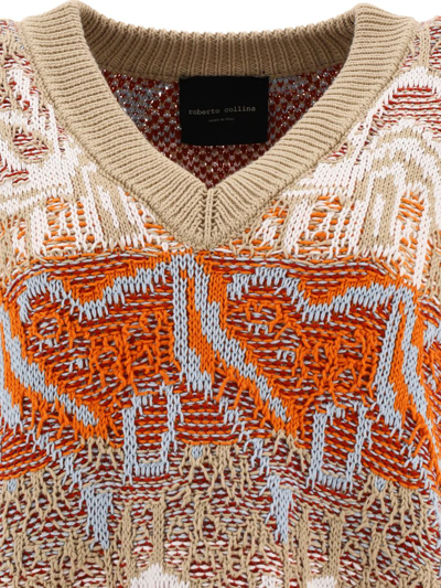 Shop Roberto Collina Jacquard Mélange Sweater In Beige