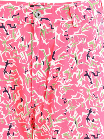 Paccbet Workwear Floral Pants In Pink
