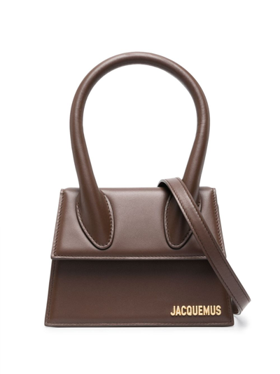 Shop Jacquemus Brown Le Chiquito Moyen Leather Top Handle Bag
