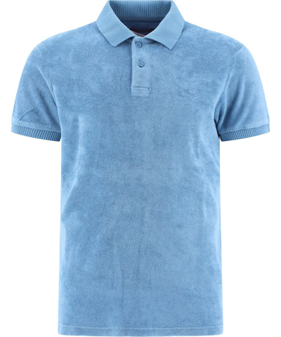 Shop Orlebar Brown "jarrett" Towelling Polo Shirt In Light Blue