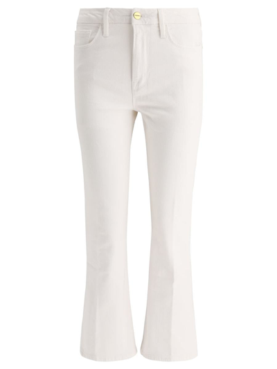 Shop Frame "le Crop Mini Boot" Jeans In White