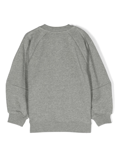 Shop Emporio Armani Embroidered-logo Cotton Sweatshirt In Grey