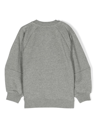 Emporio Armani Smurfs Embroidered Cotton Sweatshirt In Grey