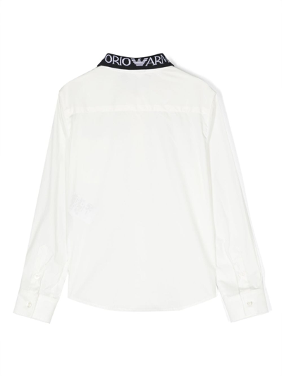 Shop Emporio Armani Logo-print Collar Shirt In White