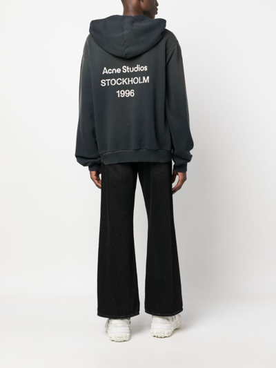 Shop Acne Studios Logo-print Drop-shoulder Hoodie In Black