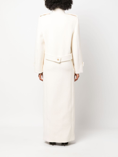 Shop Saint Laurent Double-breasted Wool Coat In White