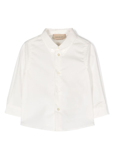 Shop Gucci Long-sleeve Button-down Shirt In Weiss