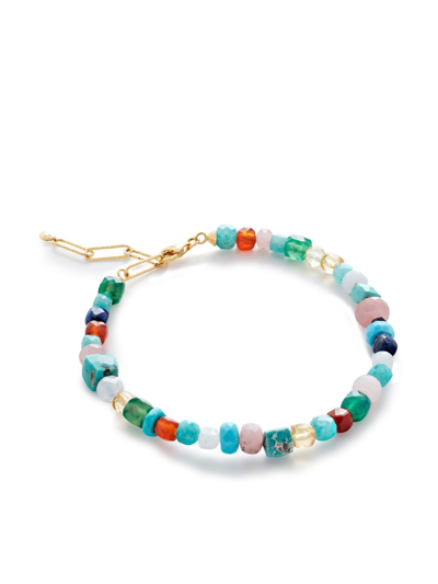Monica Vinader Gold Freedom Multi Gemstone Beaded Bracelet Freedom Stones In Blue