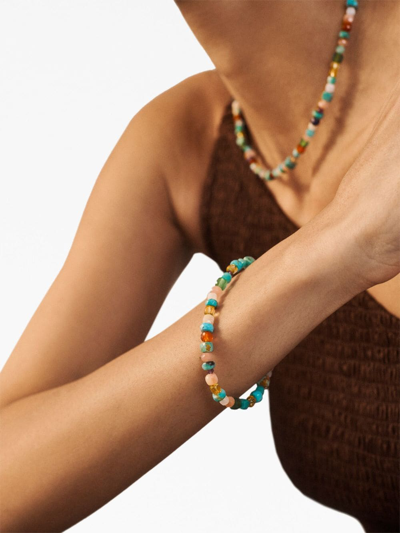 Shop Monica Vinader Freedom Gold Vermeil Beaded Bracelet In Blue