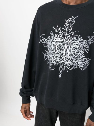 Shop Acne Studios Logo-print Cotton Sweatshirt In Schwarz