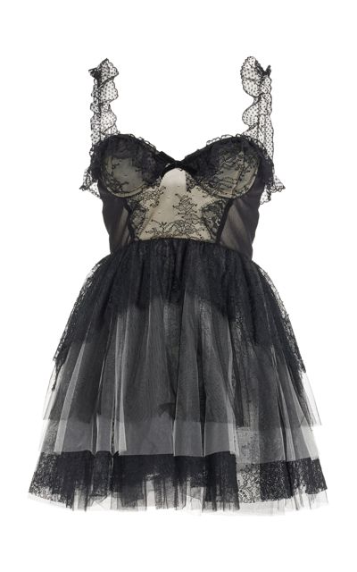 Shop Philosophy Di Lorenzo Serafini Lace Mini Dress In Black,white