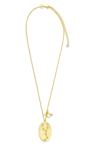 Shop Cz By Kenneth Jay Lane Round Cz Oval Costella Pendant Necklace In Clear/gold