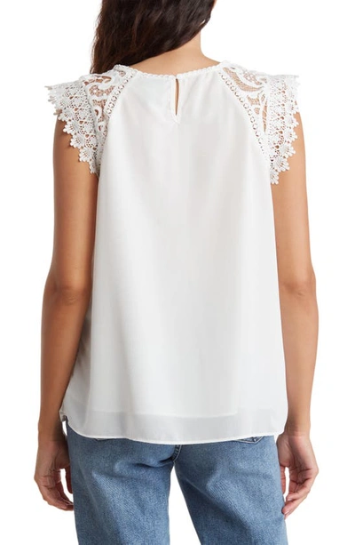 Shop Liv Los Angeles Crochet Sleeve Pleated Blouse In White