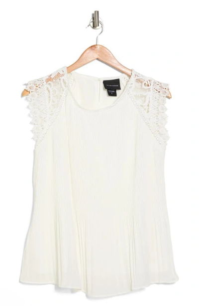 Shop Liv Los Angeles Crochet Sleeve Pleated Blouse In White