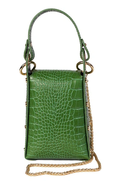 Shop Persaman New York Anette Croc-embossed Leather Crossbody Bag In Hunter Green