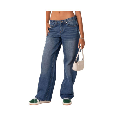 Shop Edikted Women's Carpenter Low Rise Jeans In Blue