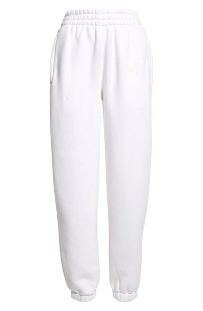 Shop Alexander Wang Puff Logo Structured Terry Sweatpants In White