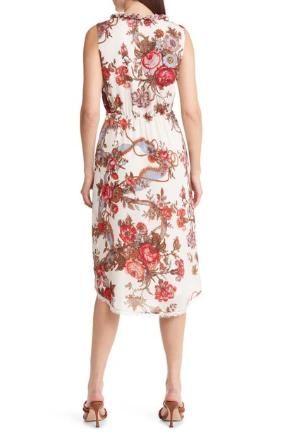 Shop Kobi Halperin Carine Floral Print High-low Dress In Ivory Multi