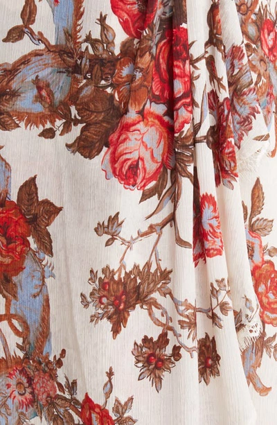 Shop Kobi Halperin Carine Floral Print High-low Dress In Ivory Multi