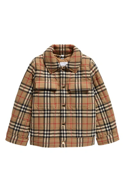 Shop Burberry Kids' Check Quilted Jacket In Archive Beige Ip Chk