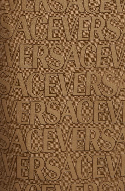 Versace Knee-length Shorts In All-over Pattern In Brown Beige