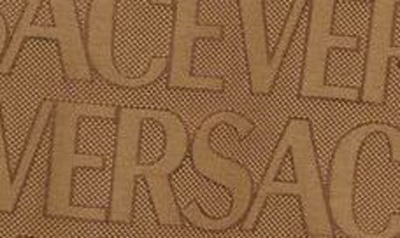 Shop Versace Allover Logo Jacquard Techno Canvas Shorts In Brown Beige