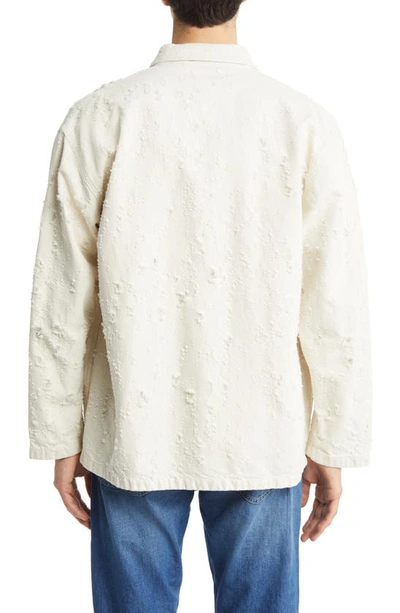 Shop Closed Distressed Cotton Blend Twill Lab Jacket In Ecru