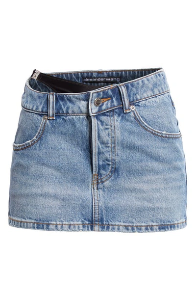 Alexander Wang Asymmetric Bikini Layer Mini Skirt In Denim In Vintage Light Indigo