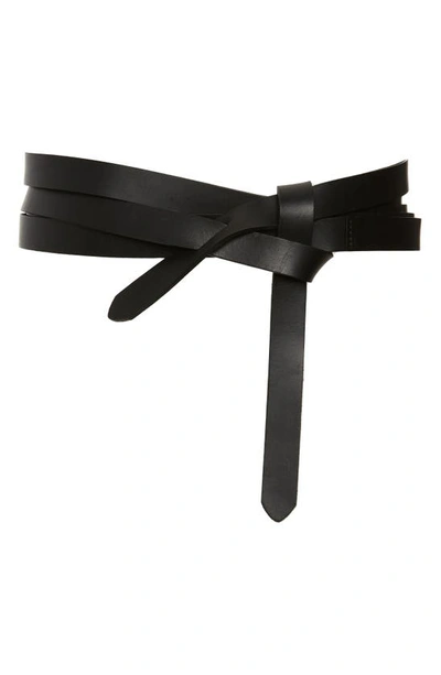 Shop Isabel Marant Lonny Knot Detail Wrapaound Leather Belt In Black