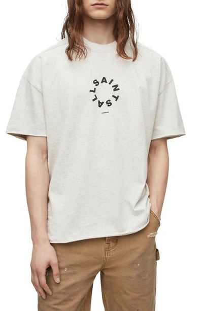 Shop Allsaints Kayden Logo Graphic T-shirt In Grey Marl