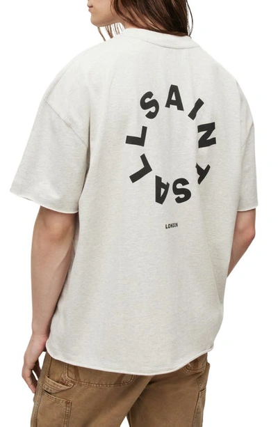 Shop Allsaints Kayden Logo Graphic T-shirt In Grey Marl