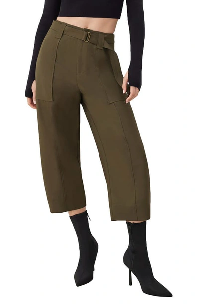 Shop Gstq Belted Crop Utility Pants In Greene St