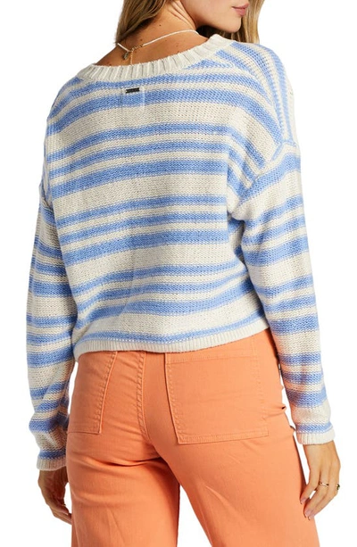 Shop Billabong Make Way Stripe Cotton Crop Sweater In Outta The Blue