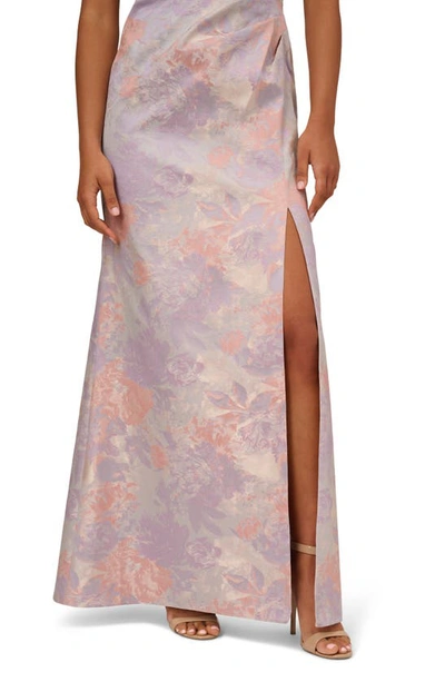 Shop Adrianna Papell Metallic Jacquard Off The Shoulder Gown In Peri Multi