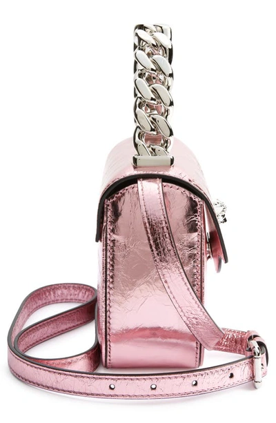 Shop Versace Mini La Medusa Metallic Leather Top Handle Bag In Baby Pink New/ Palladium