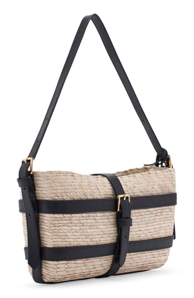 Shop Altuzarra Watermill Woven Palm Shoulder Bag In Natural/ Black